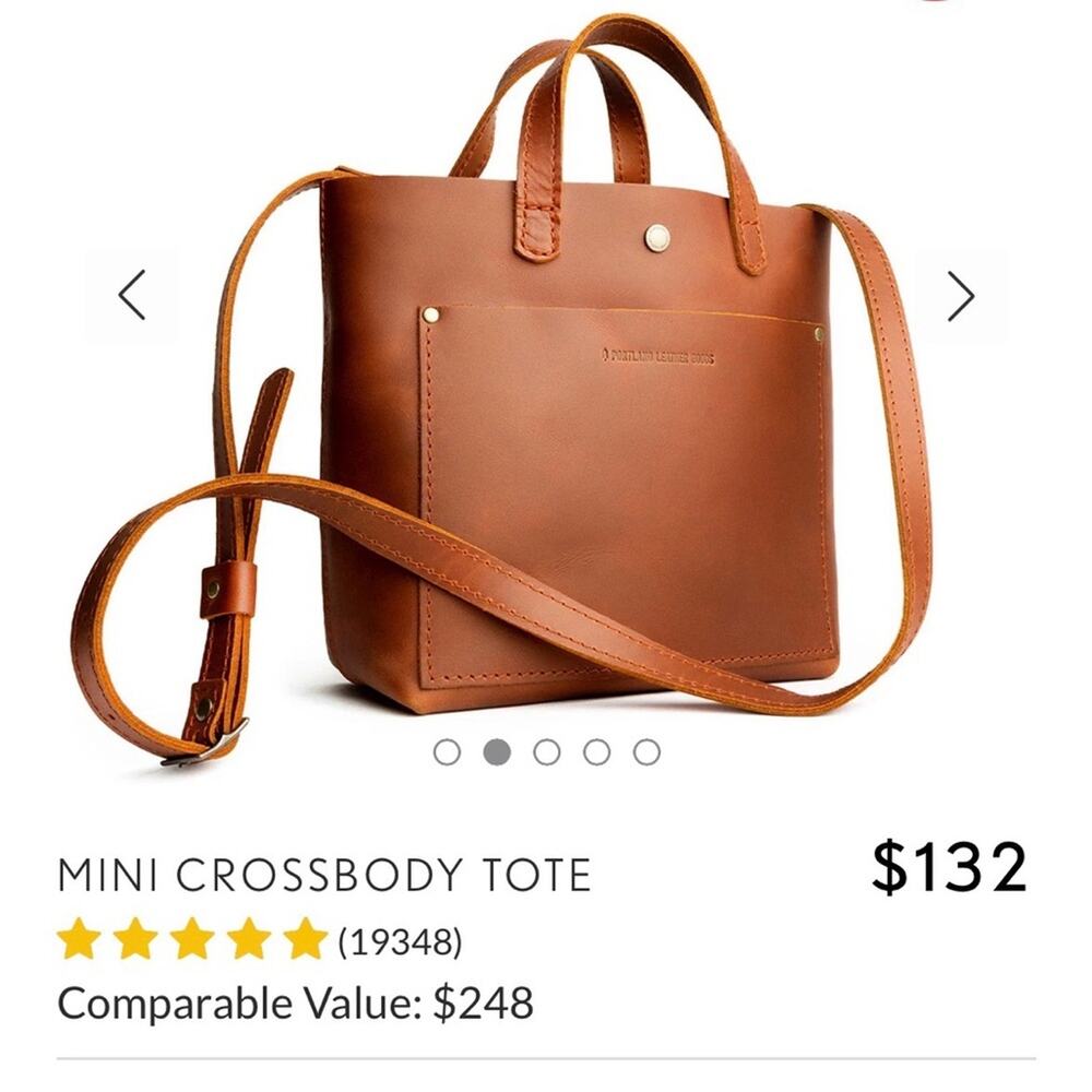 Portland Leather Mini Crossbody Tote in “Sunshine” Yellow Leather w/coin pouch - Picture 10 of 12